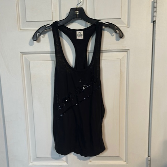 PINK Victoria's Secret Tops - Victorias Secret Pink Black Love Pink Tank size XS